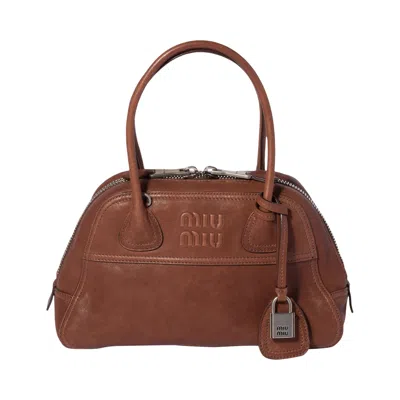 Pre-owned Miu Miu Nappa Aviator Bauletto 'palissandro' | Tan | Women's Size Onesize