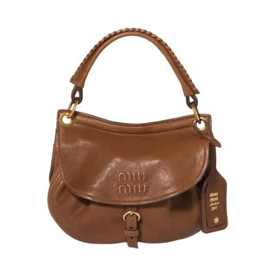Pre-owned Miu Miu Nappa Aviator Sacca 'rovere' | Tan | Women's Size Onesize