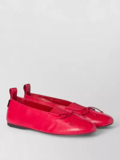 Miu Miu Nappa Ballerina Shoes Bow Flat Sole In Red