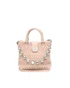 Miu Miu Nappa Chain Crystal Bag In Neutral