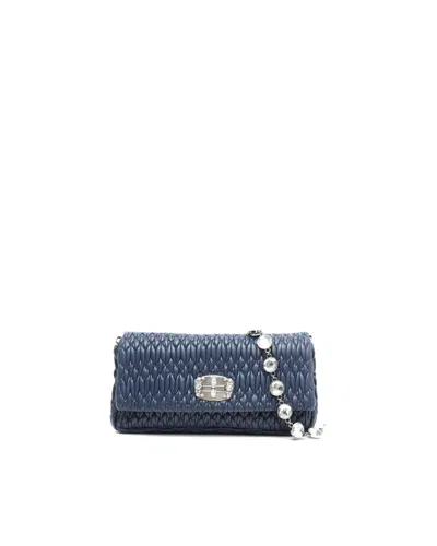 Miu Miu Nappa Crystal Bag In Blue