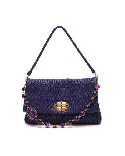 Pre-owned Miu Miu Nappa Crystal Bag In Purple