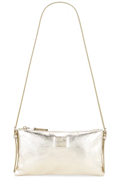 Miu Miu Nappa Laminata Contenitori Bag In Pirite