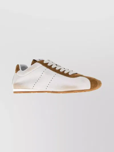 MIU MIU NAPPA LEATHER AND SUEDE LOW-TOP SNEAKERS