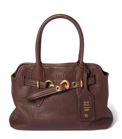 Miu Miu Nappa Leather Aventure Top-handle Bag In Red