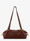 Miu Miu Nappa Leather Bag With Embossed Logo Lettering In Brown