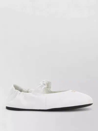 Miu Miu Nappa Leather Ballerina Shoes Round Toe In White