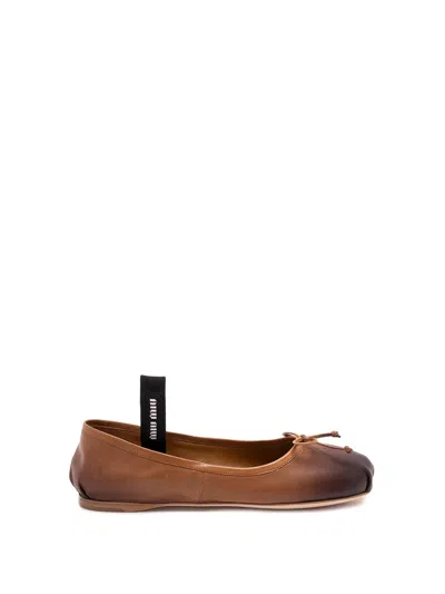 MIU MIU NAPPA LEATHER BALLERINAS