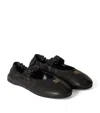 Miu Miu Ruched Nappa Leather Ballet Flats In Black