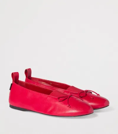 Miu Miu Nappa Leather Ballet Flats In Red