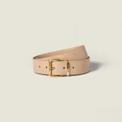 Miu Miu Nappa Leather Belt In Gold
