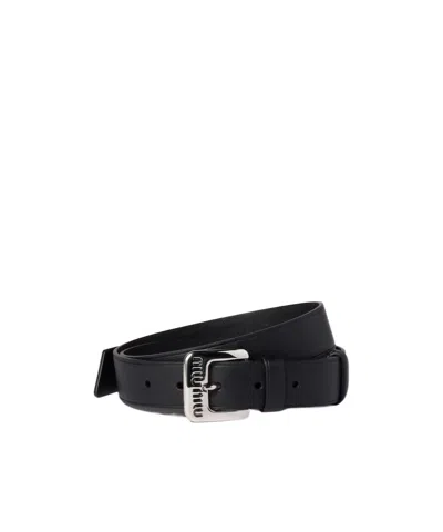 Miu Miu Nappa Leather Belt In Black