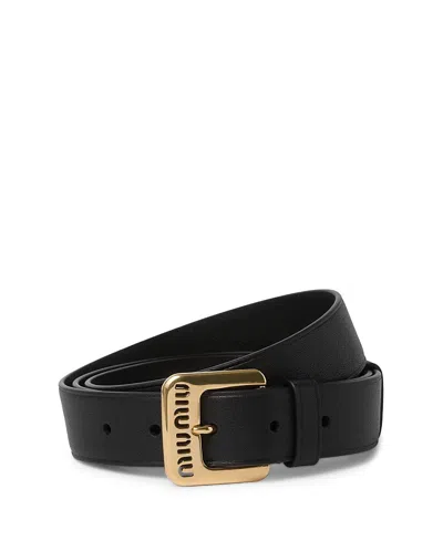 Miu Miu Nappa Leather Belt In Black
