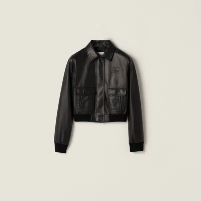 Miu Miu Nappa Leather Blouson Jacket In Black