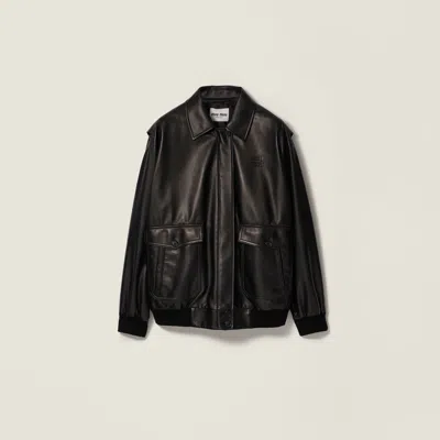Miu Miu Nappa Leather Blouson Jacket In Black