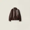 Miu Miu Nappa Leather Blouson Jacket In Brown