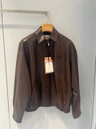 Miu Miu Nappa Leather Blouson Jacket In Green