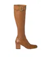 Miu Miu Stivali Stretch Leather Buckle Over-the-knee Boots In Brown
