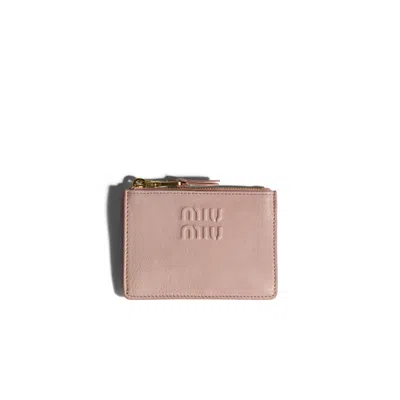 Miu Miu Nappa Leather Card Holder In Orange