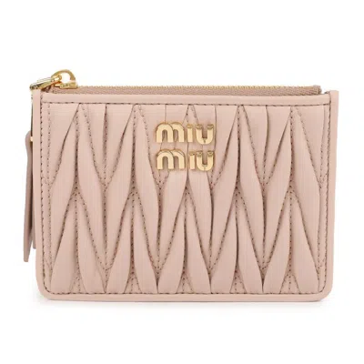 Miu Miu Nappa Leather Card Holder In Pink
