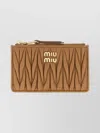 Miu Miu Nappa Leather Card Holder With Quilted Design In Brown
