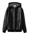 Miu Miu Nappa Leather Hoodie Jacket In Black