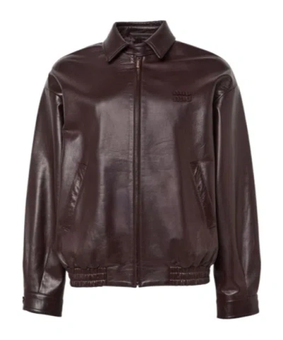 Miu Miu Nappa Leather Jacket In Brown