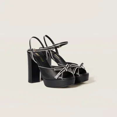 MIU MIU NAPPA LEATHER PLATFORM SANDALS