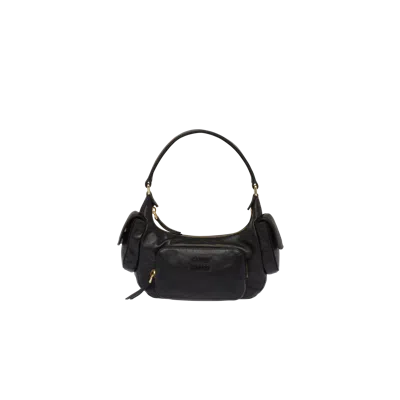 Miu Miu Nappa Leather Hobo Bag In Black