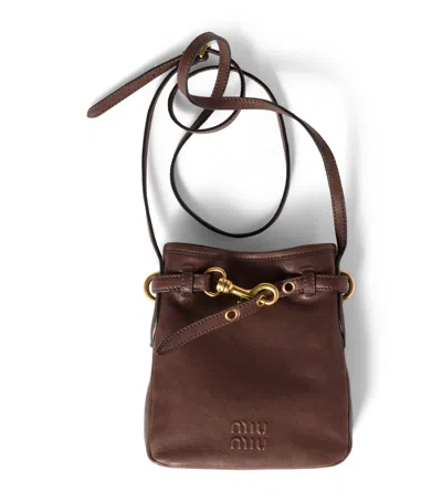 Miu Miu Nappa Leather Pouch In Brown