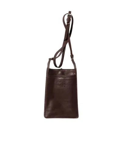 Miu Miu Nappa Leather Pouch In Brown