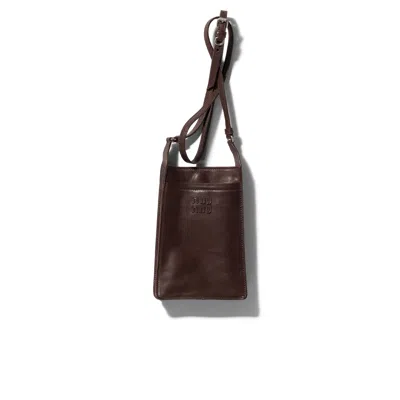 Miu Miu Nappa Leather Pouch In Brown