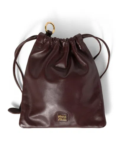 Miu Miu Nappa Leather Pouch In Brown