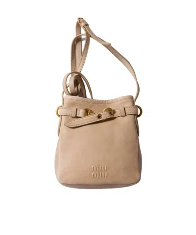 Miu Miu Nappa Leather Pouch In Neutral