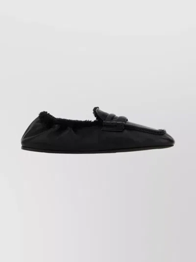MIU MIU NAPPA LEATHER ROUND TOE LOAFERS