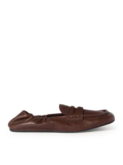 MIU MIU NAPPA LEATHER RUFFLED LOAFERS