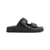 Miu Miu Logo Matelassé Leather Sandals In Black
