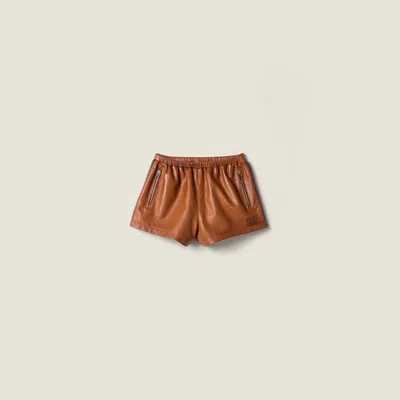 Miu Miu Nappa Leather Shorts In Multi