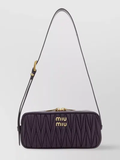 Miu Miu Matelassé Nappa Leather Shoulder Bag In Black