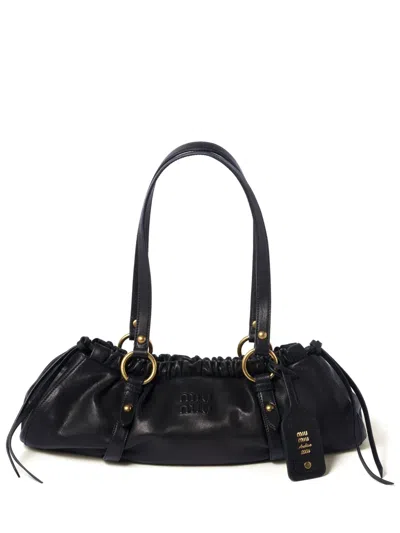 Miu Miu Nappa Leather Shoulder Bag In Black