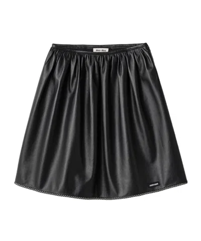 Miu Miu Nappa Leather Skirt In Animal Print