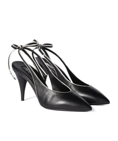 MIU MIU MIU MIU BOW-DETAILED POINTED-TOE SLINGBACK PUMPS