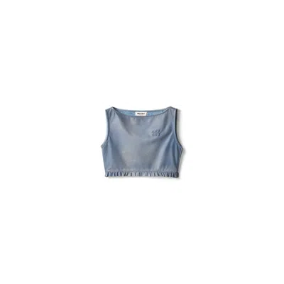 Miu Miu Nappa Leather Top In Blue