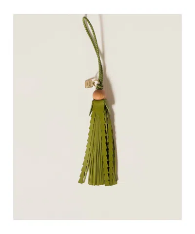 Miu Miu Tassel Keychain In Green
