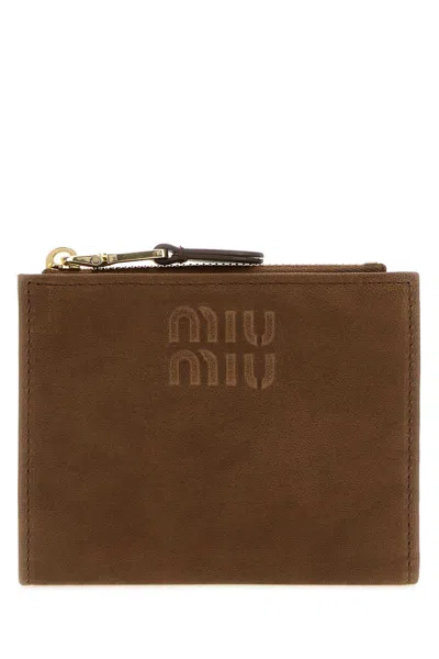 Miu Miu Nappa Leather Wallet 11.5 Cm X 9 Cm X 2 Cm In Brown
