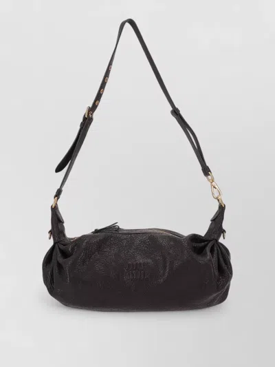 Miu Miu Nappa Monk Crossbody Bag Adjustable Strap In Black