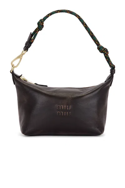 Miu Miu Nappa Old Nastro Tartan Top Handle Bag In Brown