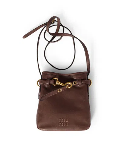 Miu Miu Nappa Pouch In Brown