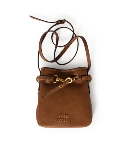 Miu Miu Nappa Pouch In Brown