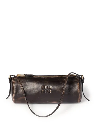 Miu Miu Nappa Leather Pouch In Brown